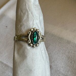 Sterling silver ring with oval labradorite stone sz 8